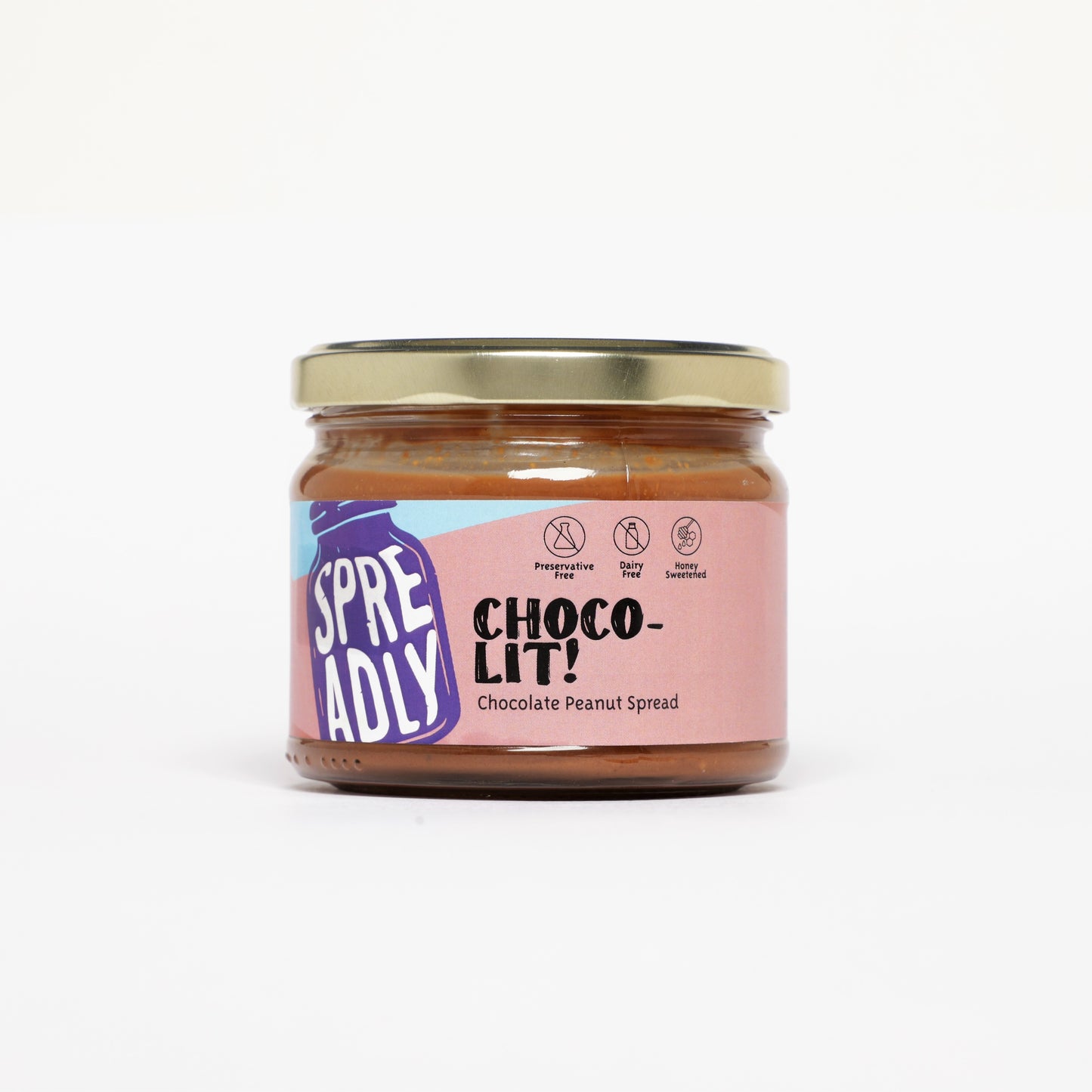 HEALTHY CHOCOLATE PEANUT SPREAD RICH IN ROASTED PEANUTS, DAIRY FREE DARK CHOCOLATE AND SWEETENED WITH HONEY. FREE OF PRESERVATIVES, OIL AND DAIRY. 