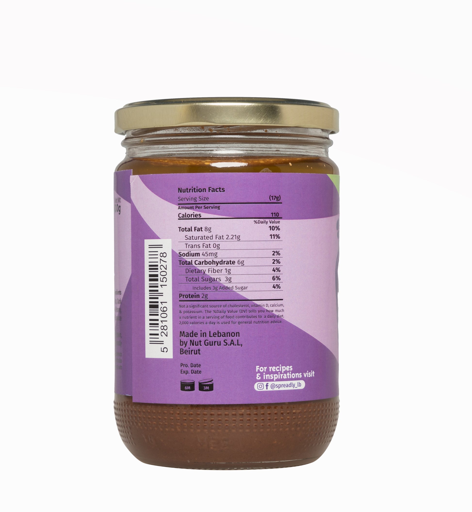 Natural Chocolate Hazelnut Spread Made of Natural Ingredients and Sweetened with Honey . Dairy Free