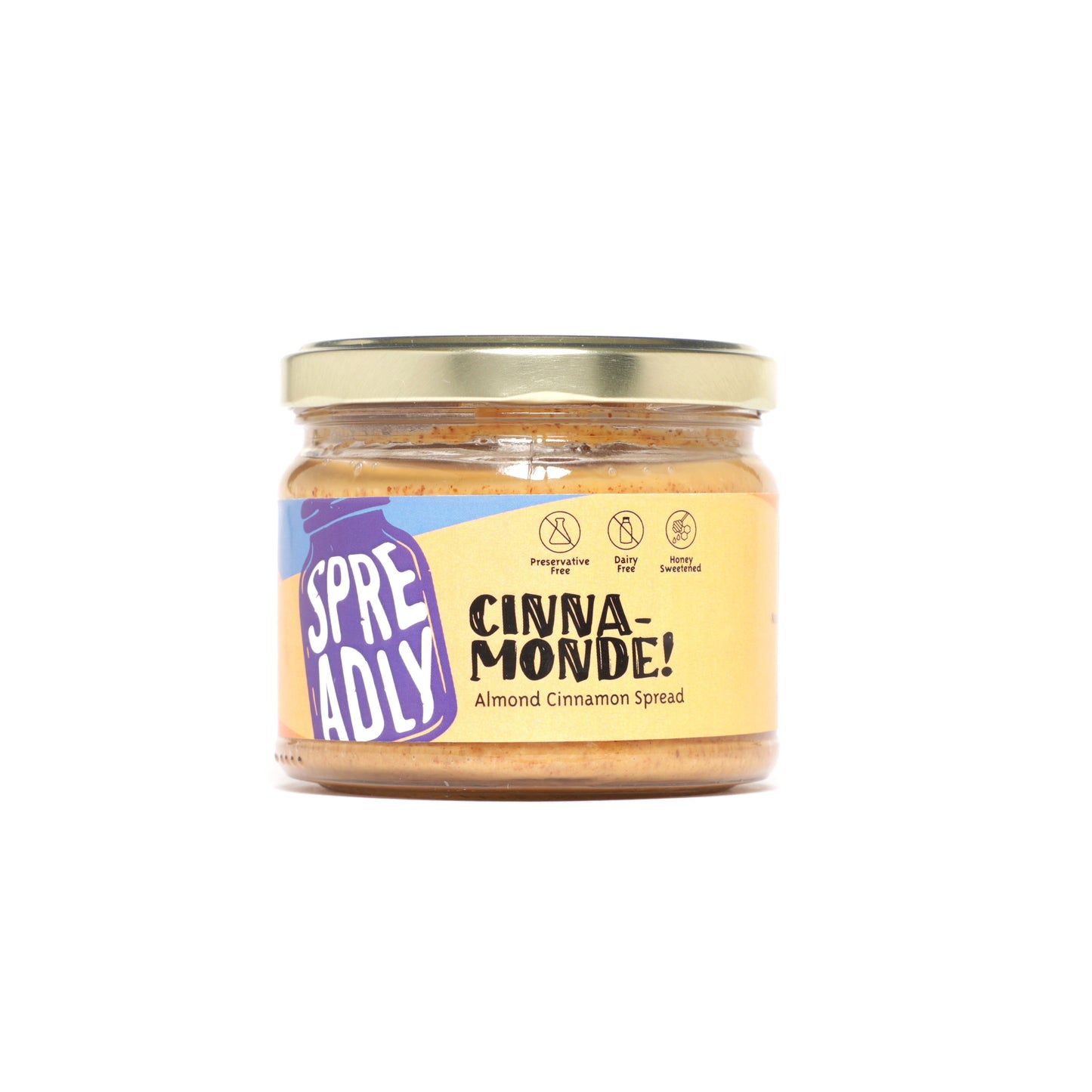 Natural Almond Cinnamon Spread Made of Natural Ingredients, Free of Preservatives and Sweetened with Honey